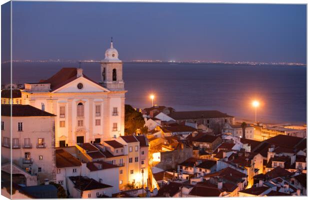 City of Lisbon by Night Canvas Print by Artur Bogacki