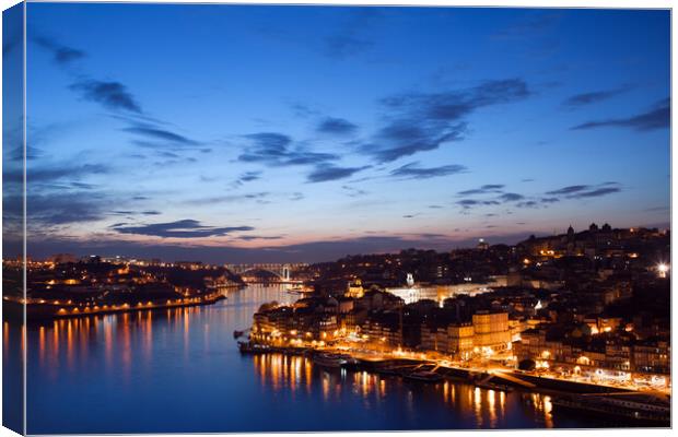 City of Porto in Portugal at Twilight Canvas Print by Artur Bogacki
