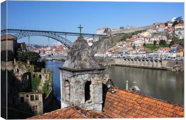 Porto and Gaia Cityscape in Portugal Canvas Print by Artur Bogacki