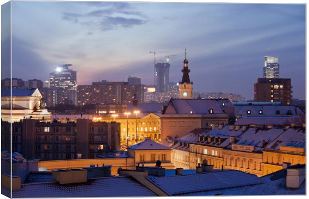 Warsaw Cityscape at Twilight Canvas Print by Artur Bogacki
