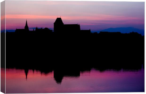 Torun Old City Skyline at Twilight Canvas Print by Artur Bogacki