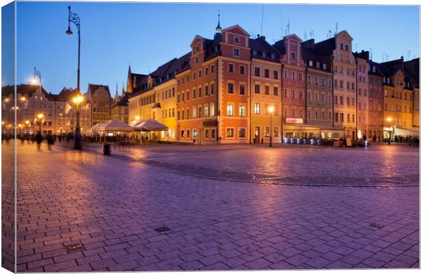 Wroclaw Old Town Market Square At Dusk Canvas Print by Artur Bogacki