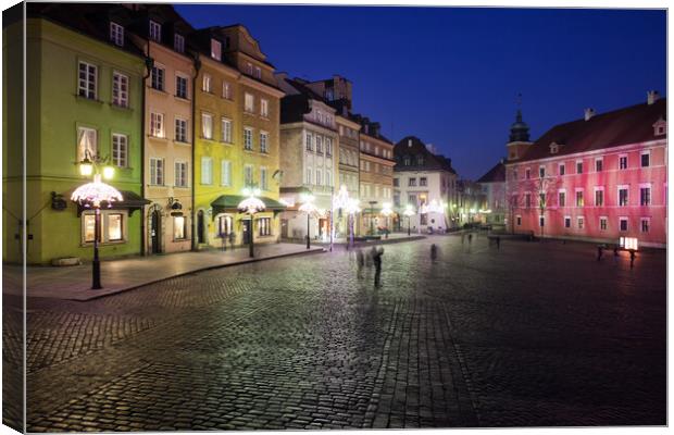 Old Town of Warsaw At Night Canvas Print by Artur Bogacki