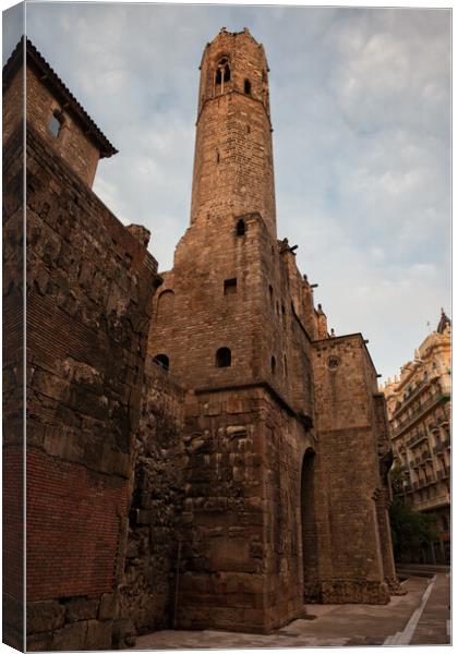 Chapel of St. Agatha Gothic Tower in Barcelona Canvas Print by Artur Bogacki