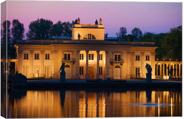 Palace on the Isle at Twilight in Warsaw Canvas Print by Artur Bogacki