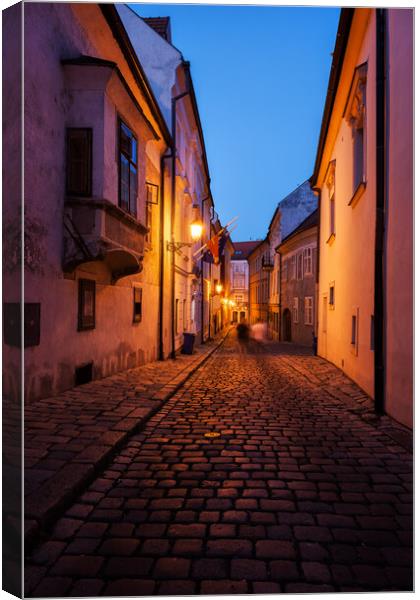 Old Town by Night in Bratislava City Canvas Print by Artur Bogacki
