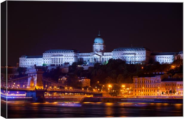 Buda Castle In Budapest Illuminated At Night Canvas Print by Artur Bogacki