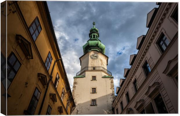 Michael Tower in Old Town of Bratislava Canvas Print by Artur Bogacki