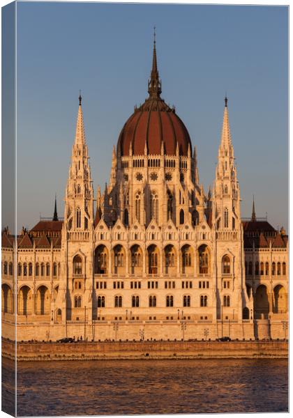 Hungarian Parliament at Sunset in Budapest Canvas Print by Artur Bogacki