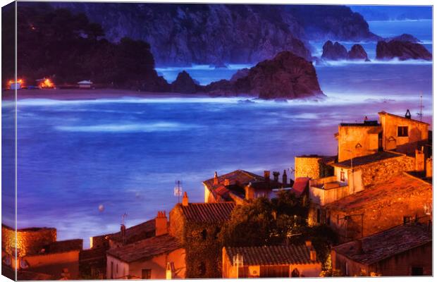 Tossa de Mar Town at Dusk on Costa Brava Canvas Print by Artur Bogacki