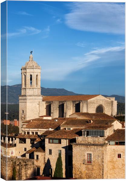 Girona Old Town With Cathedral Canvas Print by Artur Bogacki