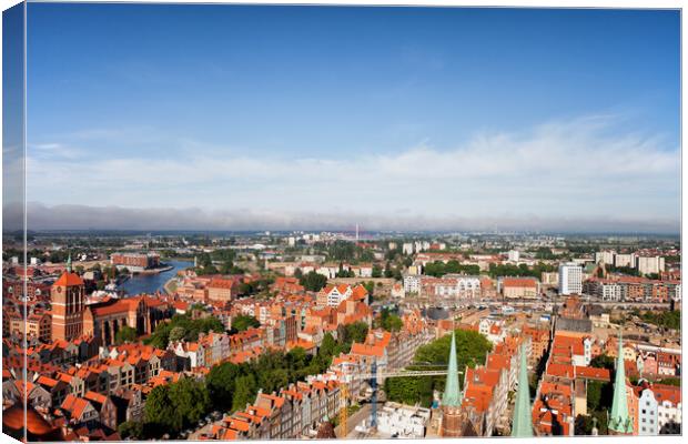 Aerial View Over City Of Gdansk In Poland Canvas Print by Artur Bogacki