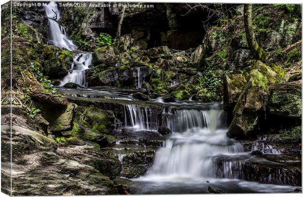  Lumsdale Valley Waterfall Canvas Print by Martin Smith
