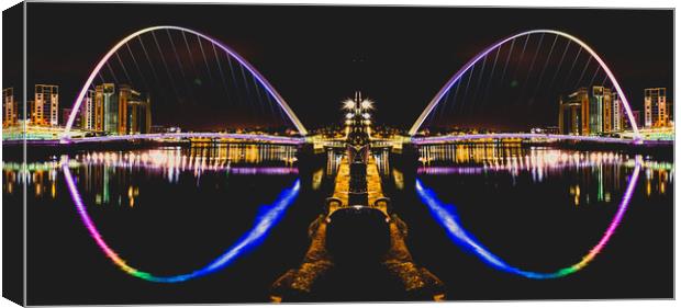 Gateshead Millennium Bridge at night – photo manipulation Canvas Print by David Graham