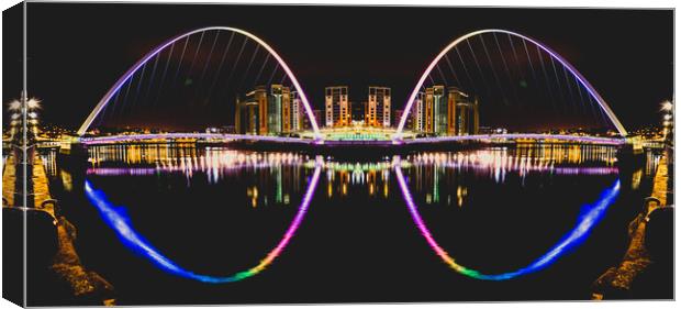Gateshead Millennium Bridge at night – photo manipulation Canvas Print by David Graham