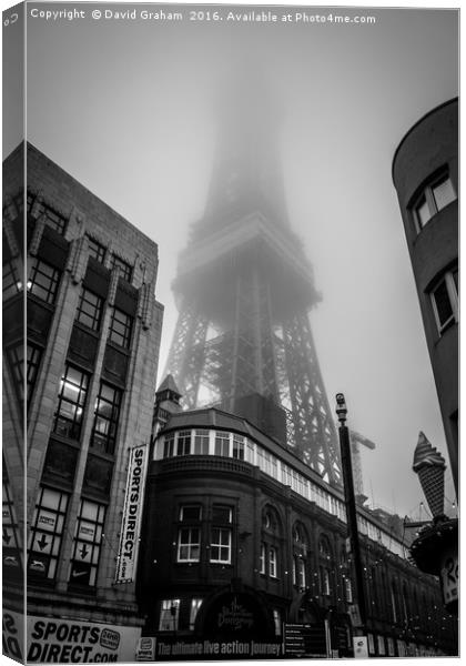 Blackpool Tower in the mist Canvas Print by David Graham
