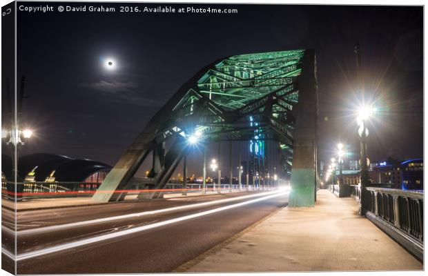 Tyne Bridge light trails - Newcastle  Canvas Print by David Graham