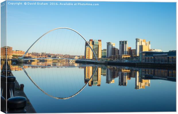 Gateshead Millennium Bridge - Reflection Canvas Print by David Graham