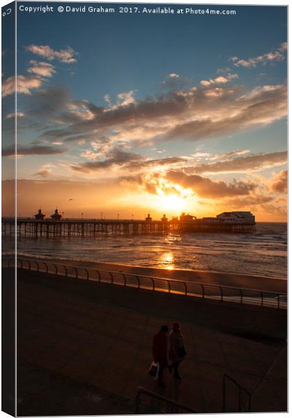 Sunset - North Pier Blackpool Canvas Print by David Graham