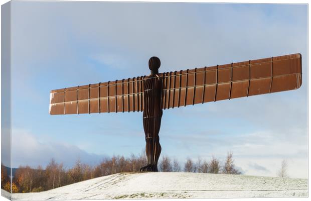 Angel of the North in the snow  Canvas Print by David Graham