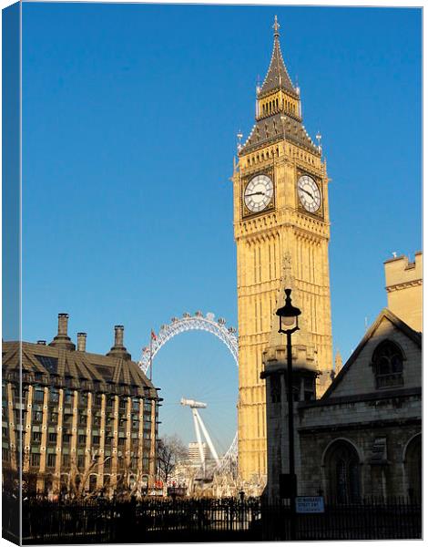 Big Ben and the London Eye Canvas Print by WrightAngle Photography