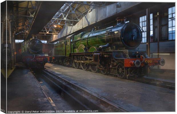 Steam locomotive at rest in the shed Canvas Print by Daryl Peter Hutchinson