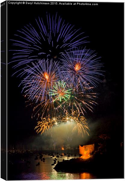Fowey Regatta Fireworks Canvas Print by Daryl Peter Hutchinson
