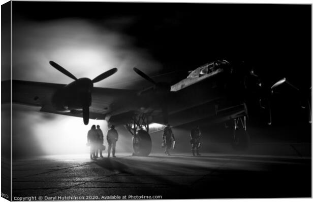 A safe return. The aircrew of a Lancaster bomber Canvas Print by Daryl Peter Hutchinson