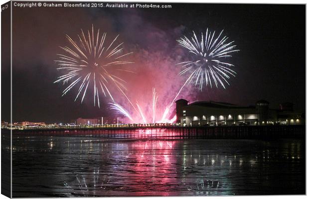  Fireworks at Weston Super Mare Canvas Print by Graham Bloomfield