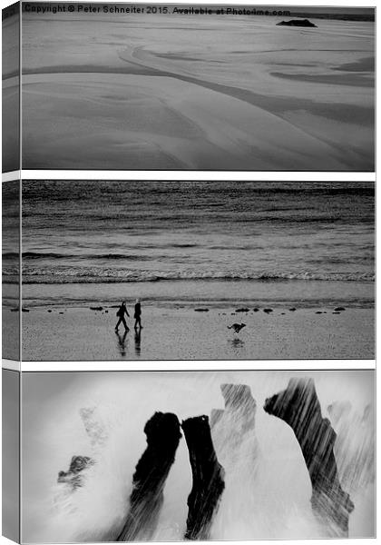  St Malo B&W tryptic Canvas Print by Peter Schneiter