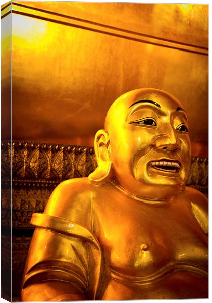 Lucky smiling Buddha of Wat Pho, Bangkok, Thailand Canvas Print by Julian Bound