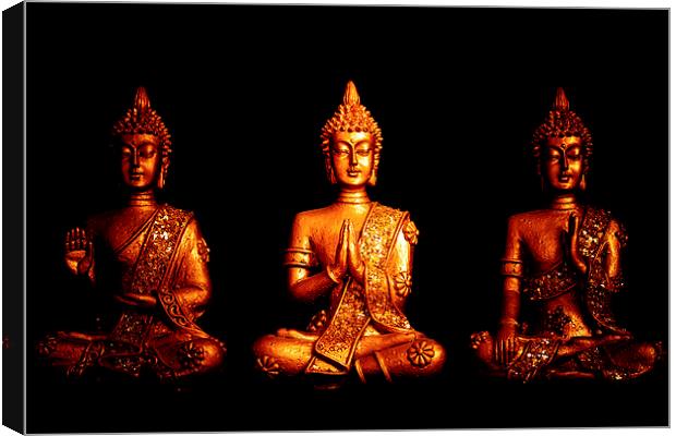 Three golden Buddhas Canvas Print by Julian Bound