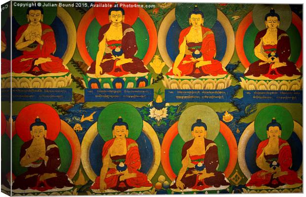 Buddha Mural of Tashilompu Monastery, Shigaste, Ti Canvas Print by Julian Bound
