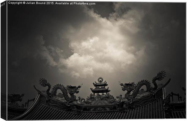 Ornate rooftops of Gunung Timur Temple, Medan, Ind Canvas Print by Julian Bound