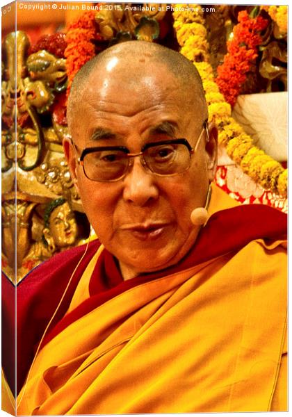   His Holiness The Dalai Lama, India Canvas Print by Julian Bound