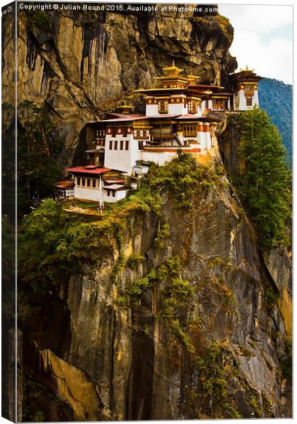  The Taktsang 'Tigers Nest' Monastery in Paro, Bhu Canvas Print by Julian Bound