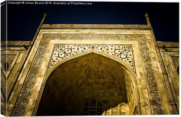 The Taj Mahal, Agra, India Canvas Print by Julian Bound