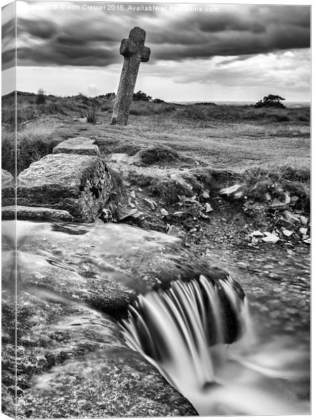 Windy Post, Beckamoor Cross, Dartmoor Canvas Print by Glenn Cresser