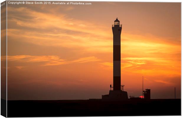 Sunset behind the Lighthouse Canvas Print by Steve Smith