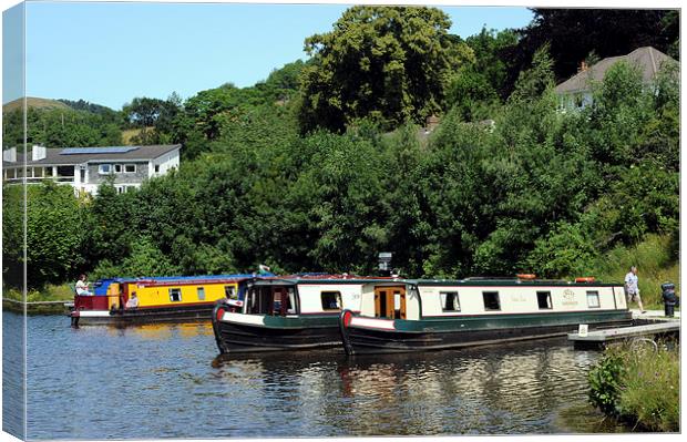  Narrow Boats On The Llangollen Canal Canvas Print by Harvey Hudson