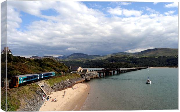  Train crossing Barmouth Bridge Canvas Print by Harvey Hudson