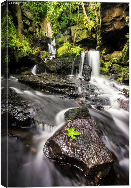  Lumsdale Waterfall Canvas Print by Phil Sproson