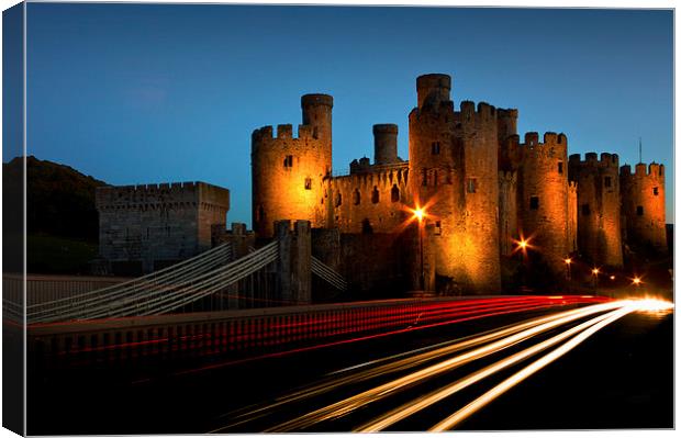  Conwy Castle by Night Canvas Print by Phil Sproson