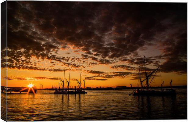  Thames Barges and Gravesend Sunset Canvas Print by Wayne Howes