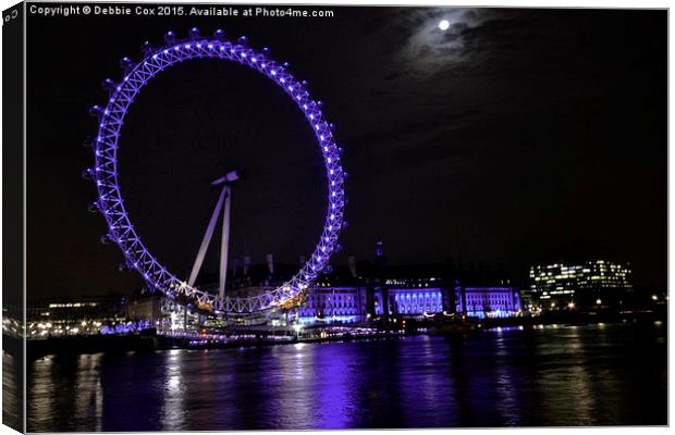 The London Eye at Night Canvas Print by Debbie Cox
