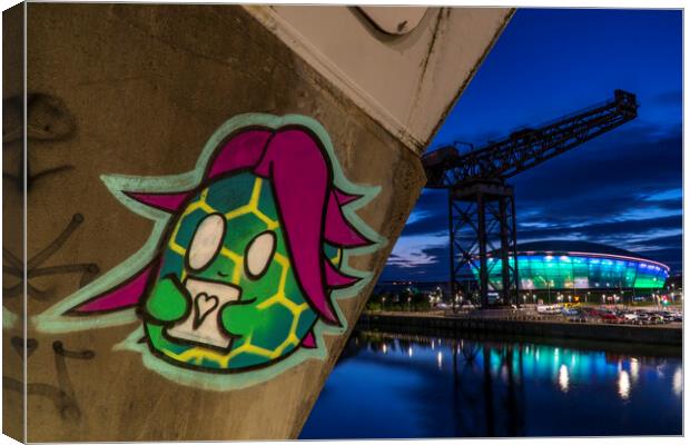 Street art on the Squinty Bridge, River Clyde, Gla Canvas Print by Rich Fotografi 