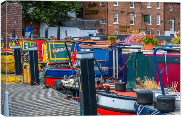 Colours on the canal  Canvas Print by Bill Allsopp