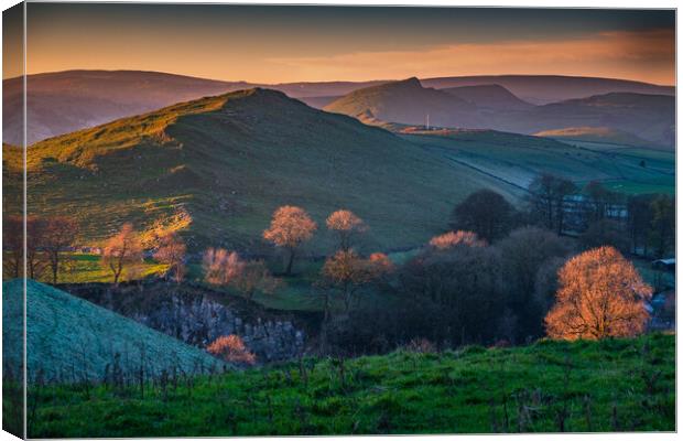 Sunset over the Derbyshire hills. Canvas Print by Bill Allsopp