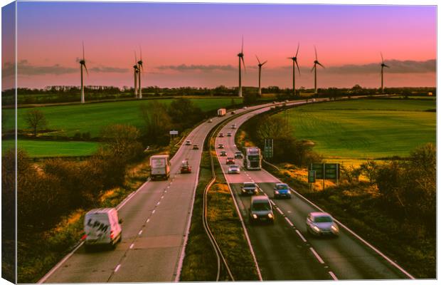 Sunset over a busy A46. Canvas Print by Bill Allsopp