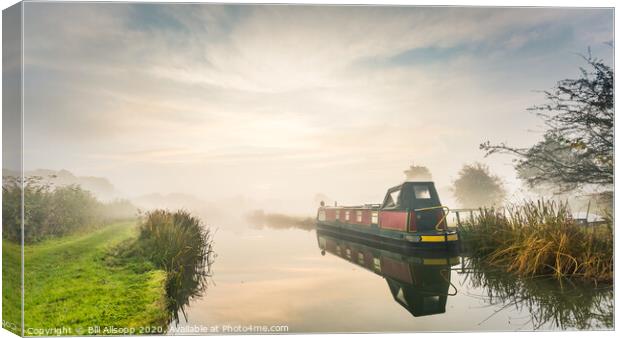 A bright misty morning on the Ashby Canal at Shack Canvas Print by Bill Allsopp